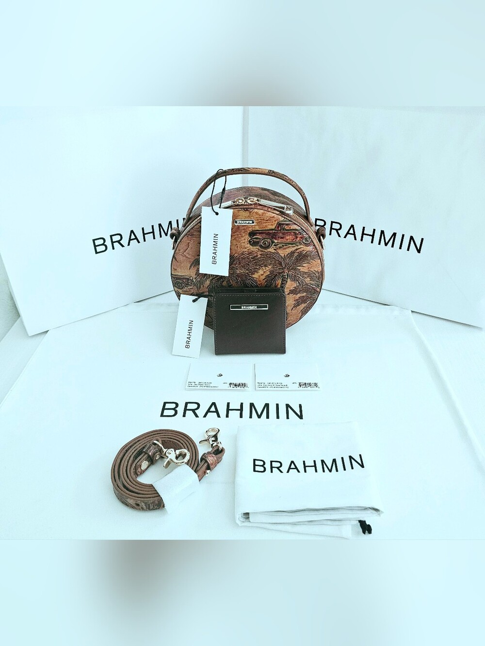NWT Brahmin TAN COPA CABANA w/ Smooth Espresso Jane Wallet
